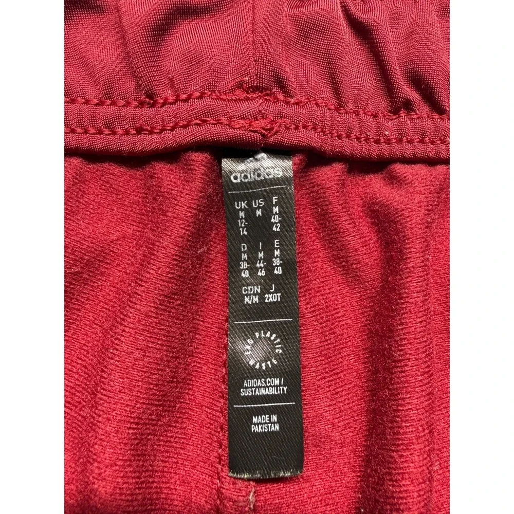 Adidas Tricot Slim Track Pants Womens‎ Medium Red White 3 Stripes Logo Workout